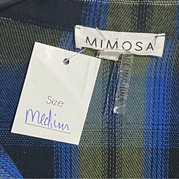 Mimosa Blue/Green/Black Cropped Flannel Shirt, size M - Picture 8 of 8